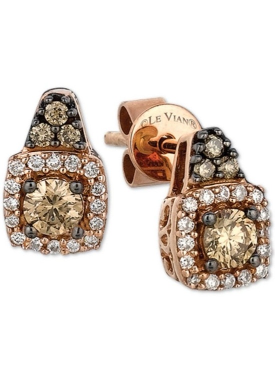 Jewelry - 14k Rose Gold LeVian Diamond Stud Earrings!